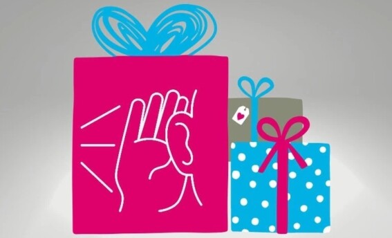 Illustration zum Geschenk des Zuhörens mit Geschenkpaketen und symbolischem Zuhören als Coaching-Tool für Teams und Familien in der Weihnachtszeit – COATRAIN® Hamburg