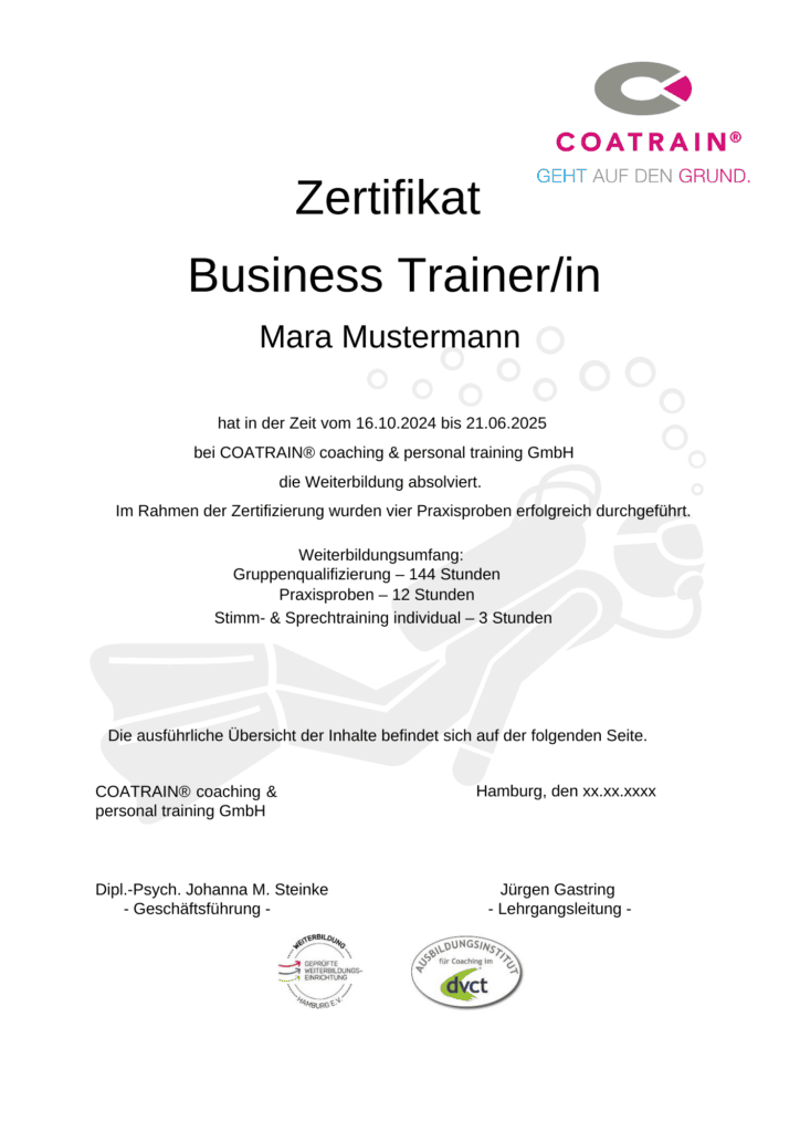 Zertifikat Business Trainer/in